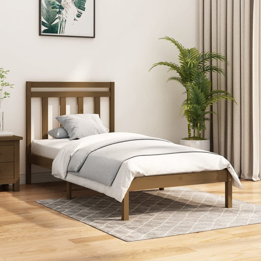 vidaXL Bed Frame Honey Brown Solid Wood 90x200 cm