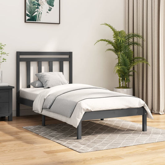 vidaXL Bed Frame Grey Solid Wood 100x200 cm