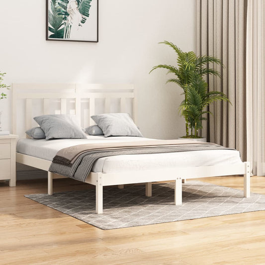 vidaXL Bed Frame White Solid Wood 120x200 cm