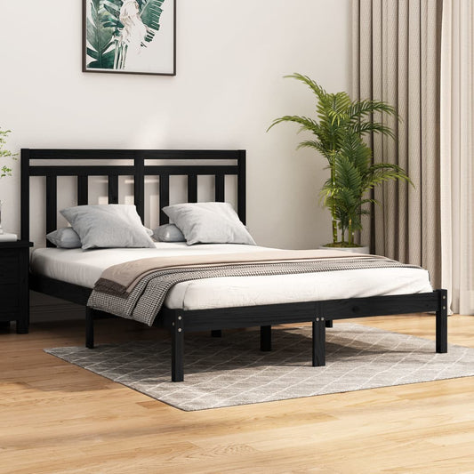 vidaXL Bed Frame Black Solid Wood 120x200 cm