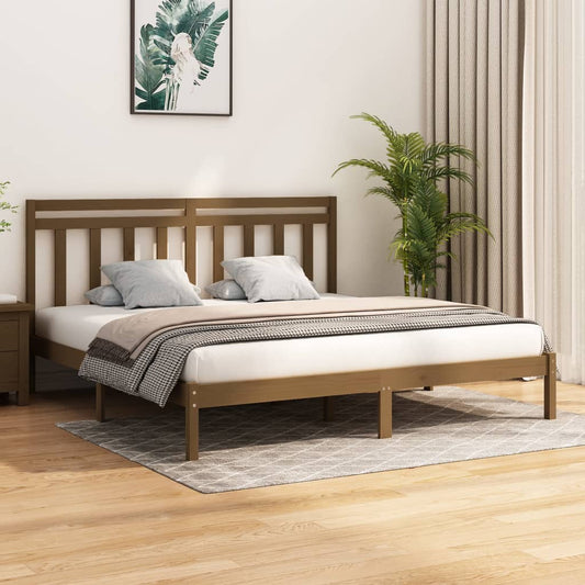 vidaXL Bed Frame Honey Brown Solid Wood 180x200 cm Super King Size