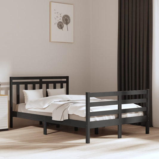 vidaXL Bed Frame Grey Solid Wood 135x190 cm Double