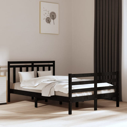 vidaXL Bed Frame Black Solid Wood 135x190 cm Double
