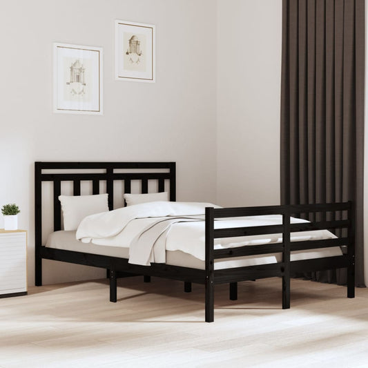 vidaXL Bed Frame Black Solid Wood 140x190 cm
