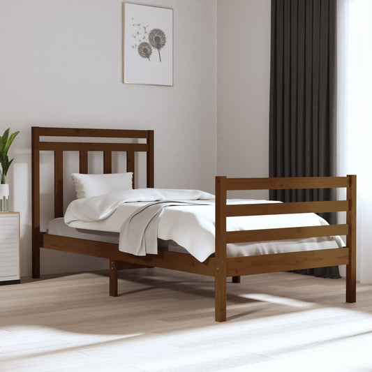 vidaXL Bed Frame Honey Brown Solid Wood 90x200 cm