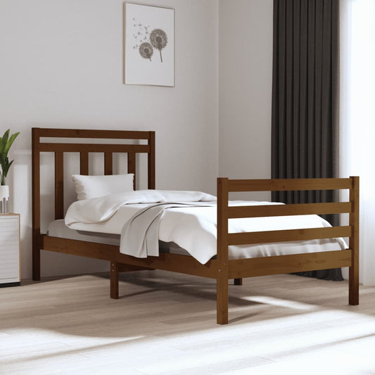 vidaXL Bed Frame Honey Brown Solid Wood 100x200 cm
