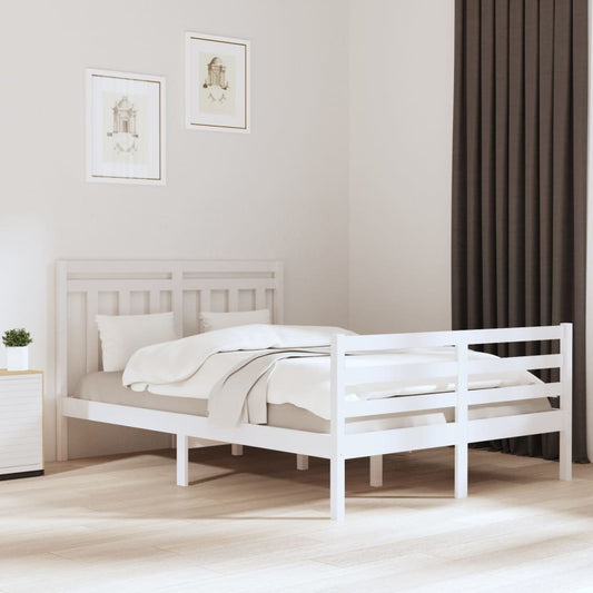 vidaXL Bed Frame White Solid Wood 120x200 cm