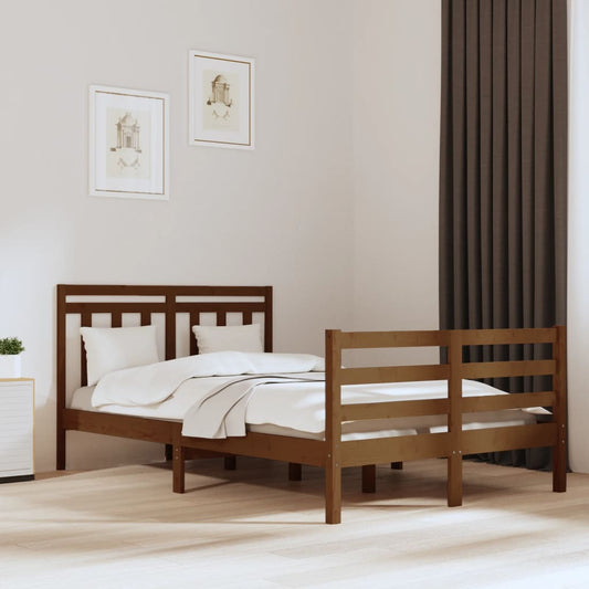 vidaXL Bed Frame Honey Brown Solid Wood 120x200 cm