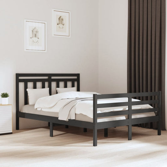 vidaXL Bed Frame Grey Solid Wood 140x200 cm