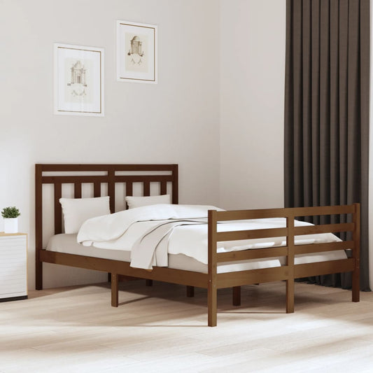 vidaXL Bed Frame Honey Brown Solid Wood 140x200 cm