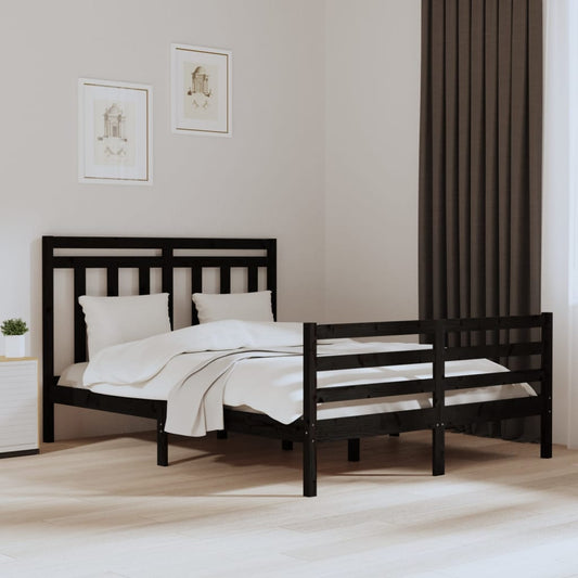 vidaXL Bed Frame Black Solid Wood 150x200 cm King Size
