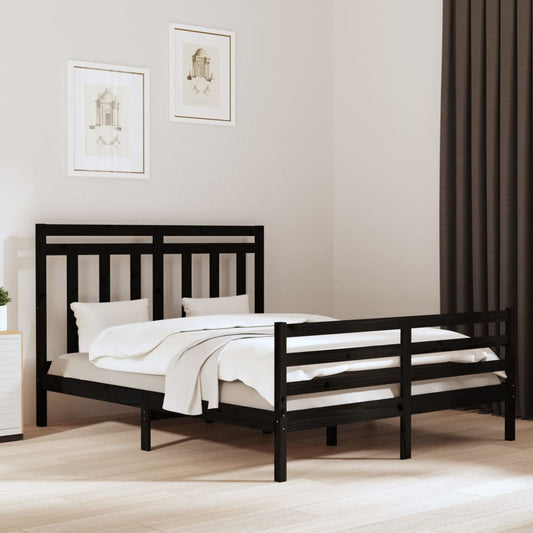 vidaXL Bed Frame Black Solid Wood 160x200 cm