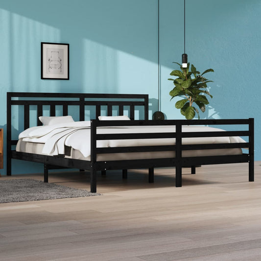 vidaXL Bed Frame Black Solid Wood 200x200 cm