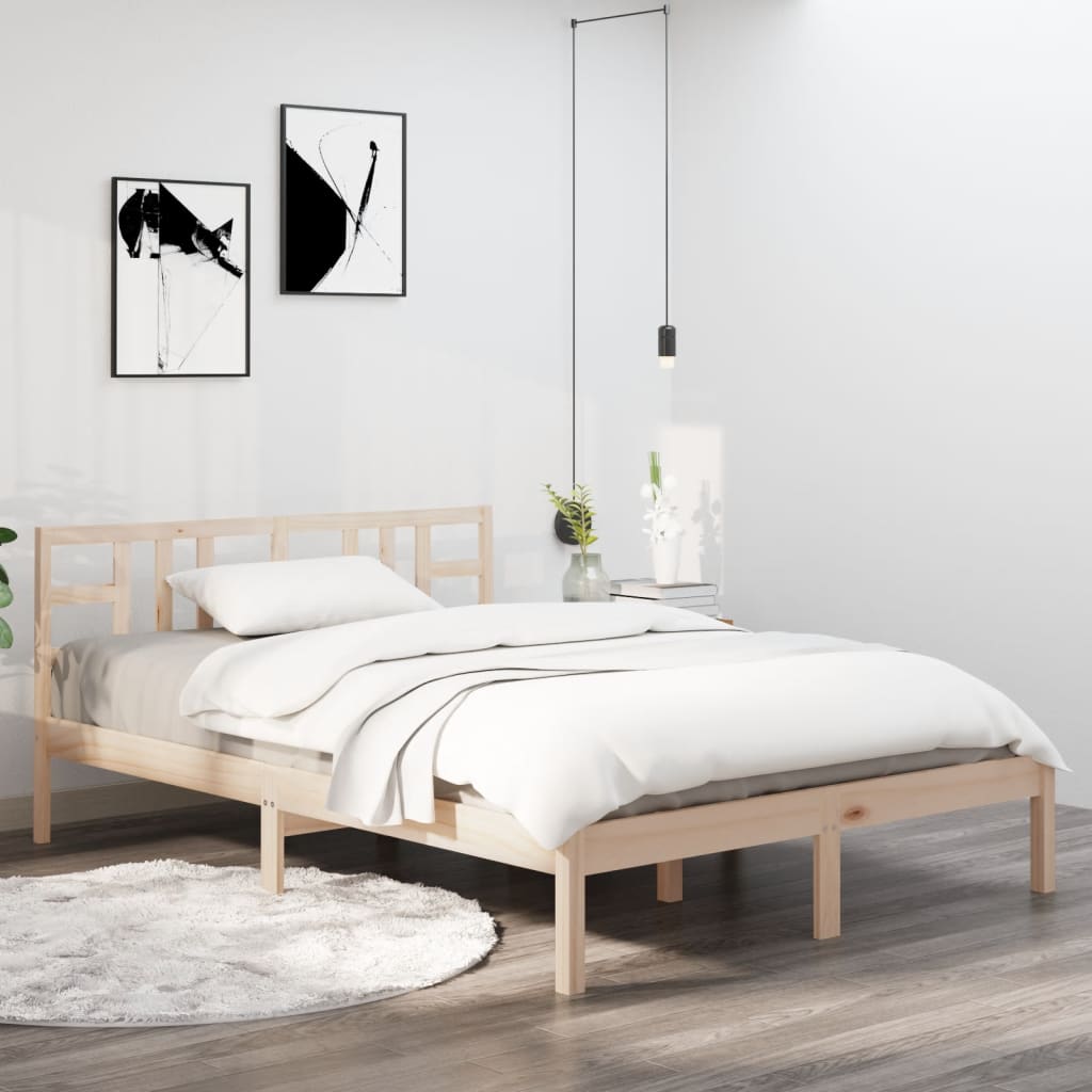 vidaXL Bed Frame Solid Wood 140x190 cm