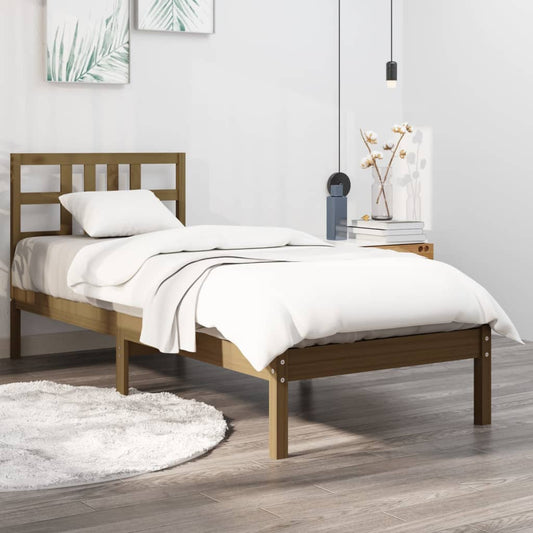 vidaXL Bed Frame Honey Brown Solid Wood 90x200 cm