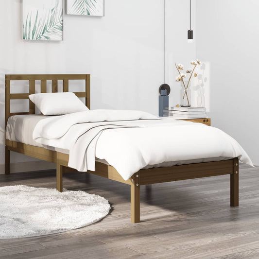 vidaXL Bed Frame Honey Brown Solid Wood 100x200 cm
