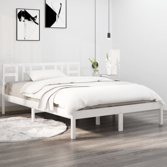 vidaXL Bed Frame White Solid Wood 120x200 cm