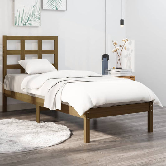 vidaXL Bed Frame Honey Brown Solid Wood 90x200 cm
