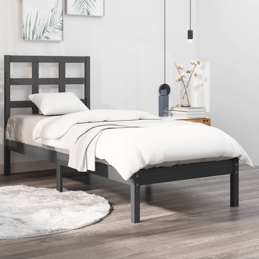vidaXL Bed Frame Grey Solid Wood 100x200 cm