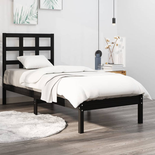 vidaXL Bed Frame Black Solid Wood 100x200 cm