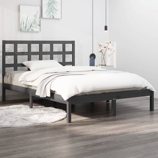 vidaXL Bed Frame Grey Solid Wood 140x200 cm