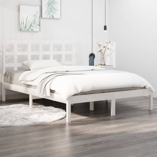 vidaXL Bed Frame White Solid Wood 160x200 cm