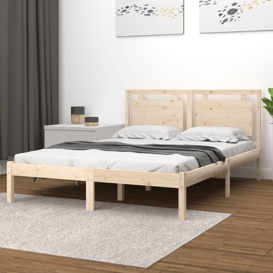 vidaXL Bed Frame Solid Wood 135x190 cm Double