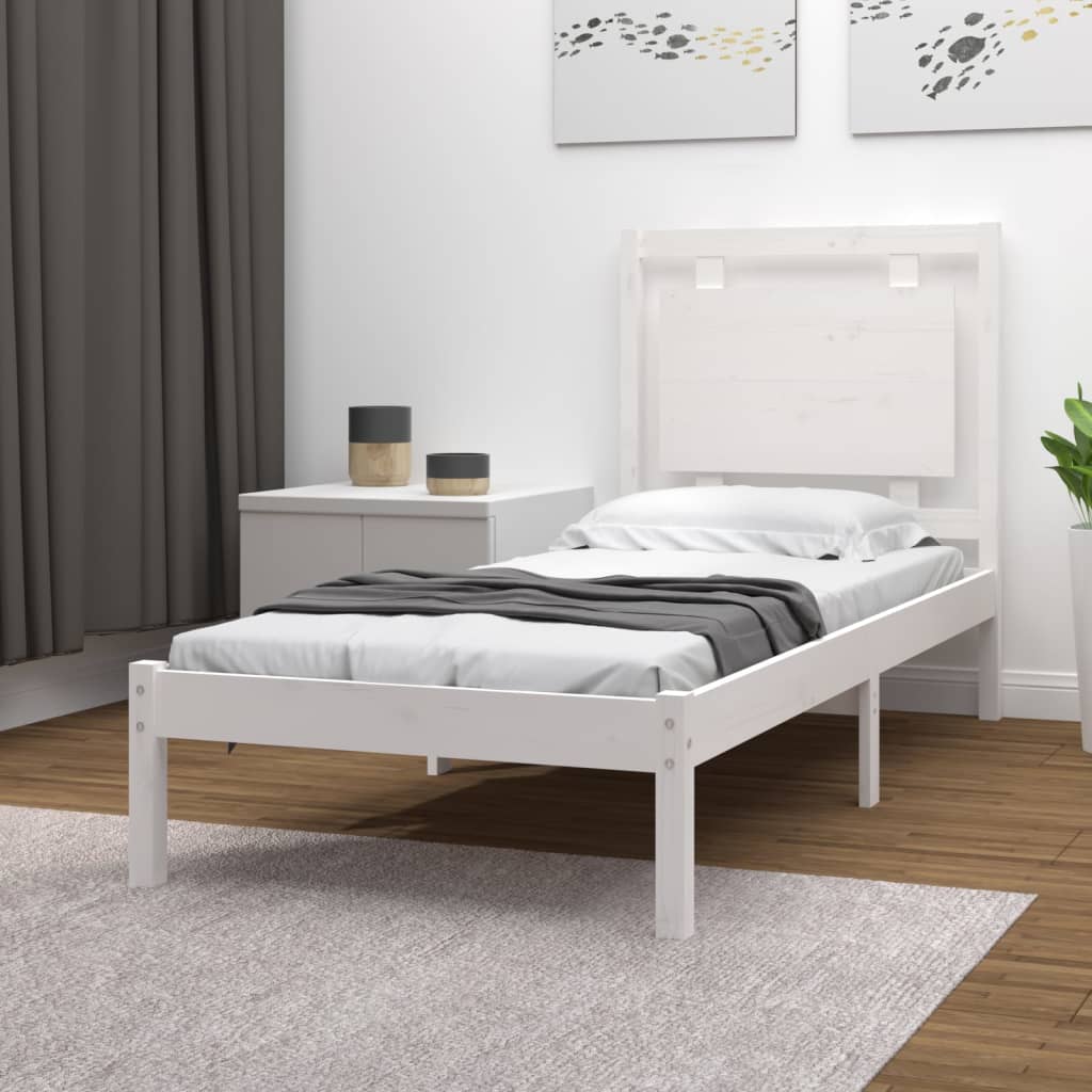 vidaXL Bed Frame White Solid Wood 90x200 cm
