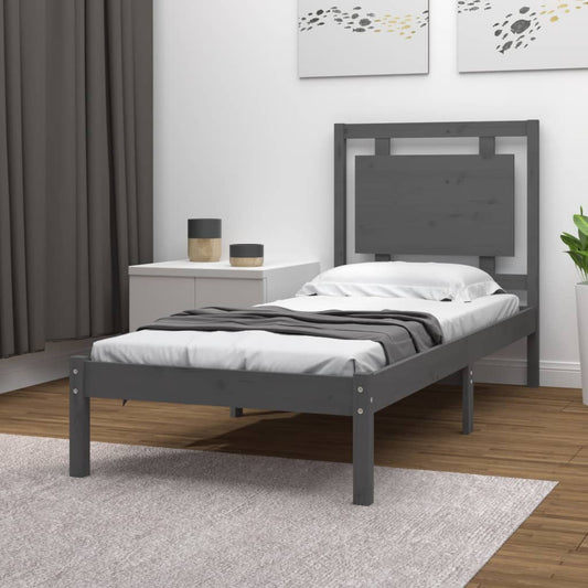 vidaXL Bed Frame Grey Solid Wood 100x200 cm