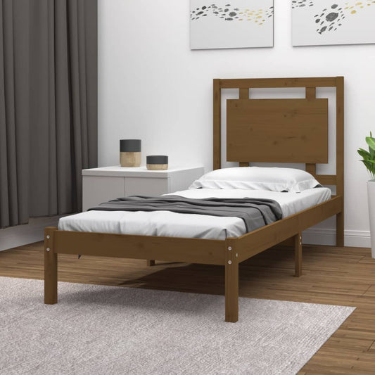 vidaXL Bed Frame Honey Brown Solid Wood 100x200 cm