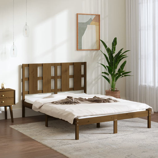 vidaXL Bed Frame Honey Brown Solid Wood 120x190 cm Small Double