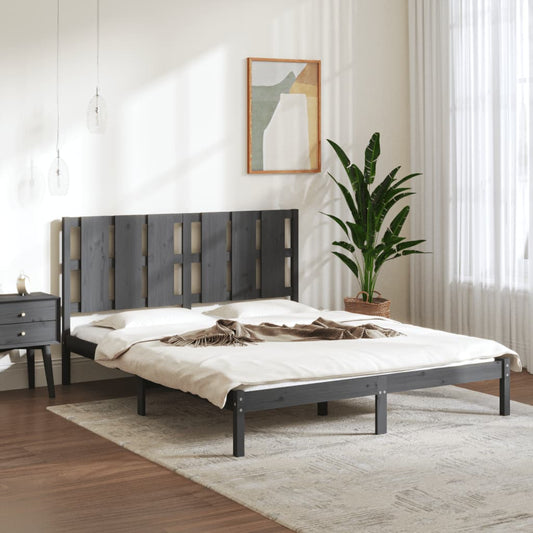 vidaXL Bed Frame Grey Solid Wood Pine 160x200 cm