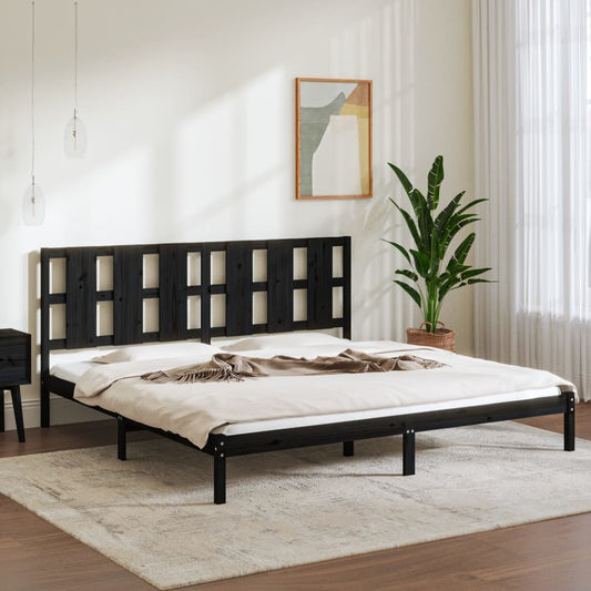 vidaXL Bed Frame Black Solid Wood 180x200 cm Super King Size