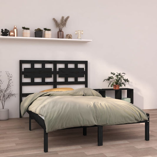 vidaXL Bed Frame Black Solid Wood 140x190 cm