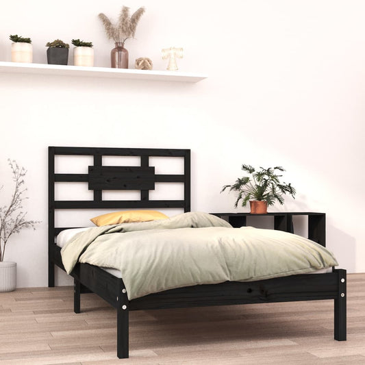 vidaXL Bed Frame Black Solid Wood 100x200 cm
