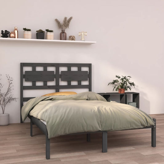 vidaXL Bed Frame Grey Solid Wood 140x200 cm