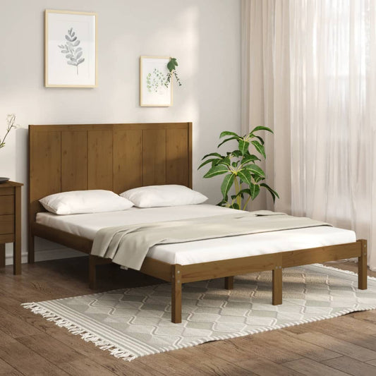 vidaXL Bed Frame Honey Brown Solid Wood Pine 140x190 cm