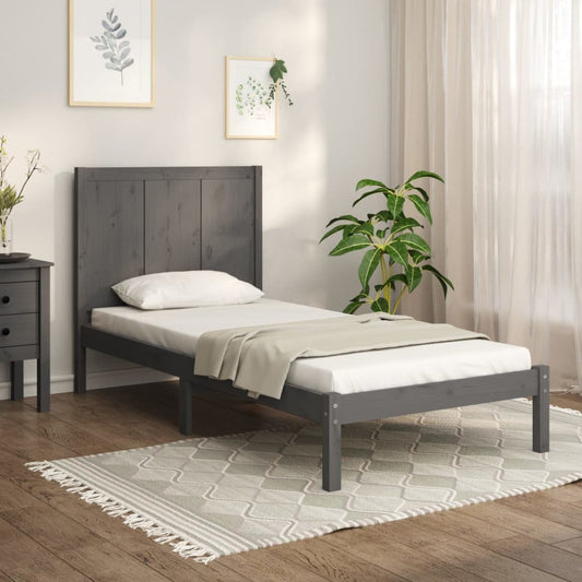 vidaXL Bed Frame Grey Solid Wood Pine 90x200 cm