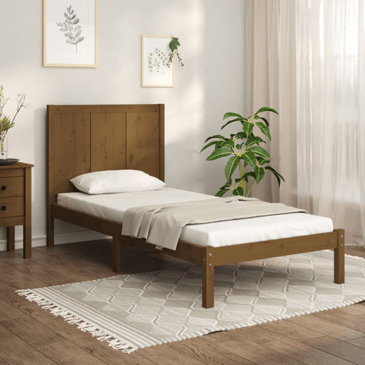 vidaXL Bed Frame Honey Brown Solid Wood Pine 90x200 cm