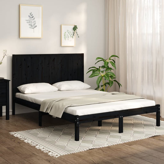 vidaXL Bed Frame Black Solid Wood Pine 120x200 cm