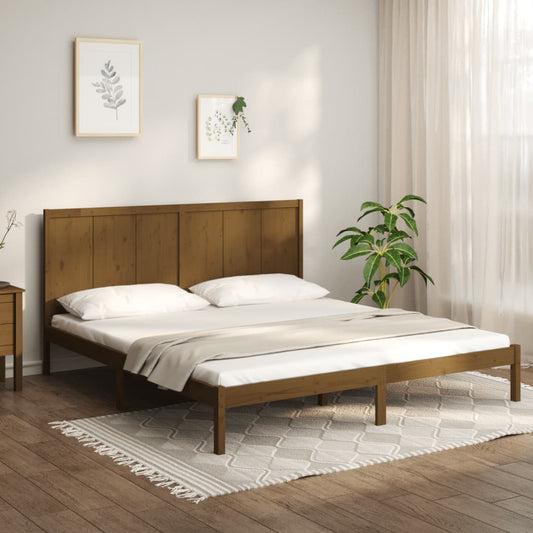 vidaXL Bed Frame Honey Brown Solid Wood Pine 200x200 cm