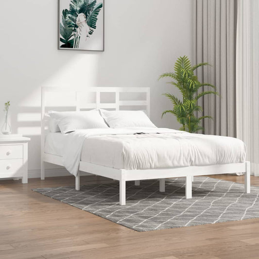 vidaXL Bed Frame White Solid Wood 120x190 cm Small Double