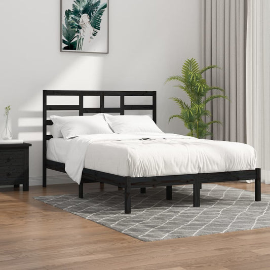 vidaXL Bed Frame Black Solid Wood 140x190 cm
