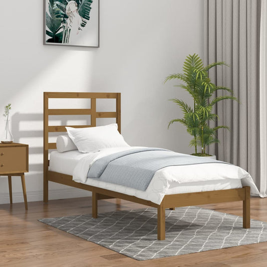 vidaXL Bed Frame Honey Brown Solid Wood 100x200 cm