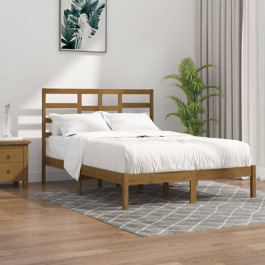 vidaXL Bed Frame Honey Brown Solid Wood 140x200 cm