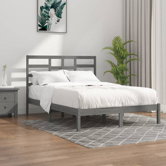 vidaXL Bed Frame Grey Solid Wood 160x200 cm