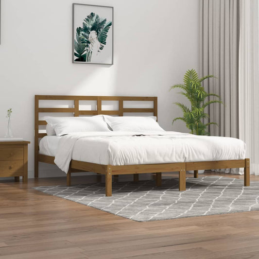 vidaXL Bed Frame Honey Brown Solid Wood 180x200 cm Super King Size