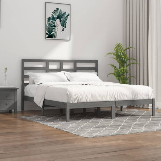 vidaXL Bed Frame Grey Solid Wood 200x200 cm