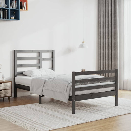 vidaXL Bed Frame Grey Solid Wood 90x200 cm
