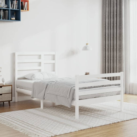 vidaXL Bed Frame White Solid Wood 100x200 cm